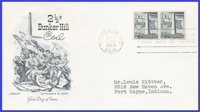 USA4 #1056 ADDR ARTMASTER FDC STR2  Bunker Hill Monument - Image 1 of 1