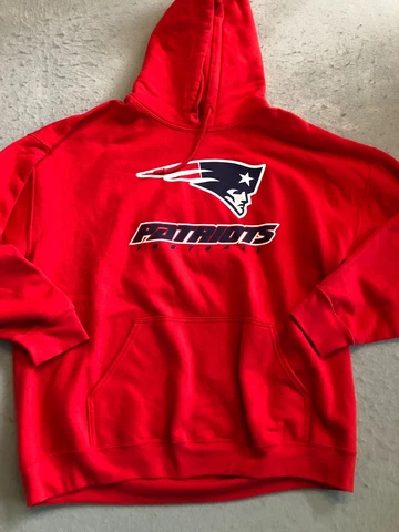 New England Patriots Sweatshirt Men's Extra Large NFL Football Red Hoodie Fleece Cover