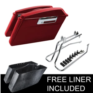 Alforjas rígidas rojas bolsa soporte de conversión apto para Harley Softail Fatboy 84-17 - Imagen 1 de 10