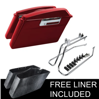 Red Hard Saddlebags Bag Conversion Bracket Fit For Harley Softail Fatboy 84-17 - Image 1 of 4
