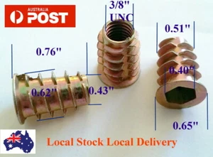 Cantidad de 10 3/8" UNC brida roscada de madera tuercas tuercas de aleación de acero zinc tuerca de inserto - Imagen 1 de 1