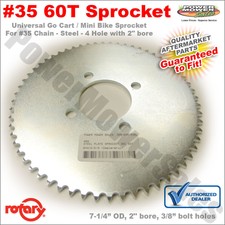 6 Inch Tri-Star Wheel Kit With 60T Sprocket & 35 Chain - For Go-Karts & Mini Bikes