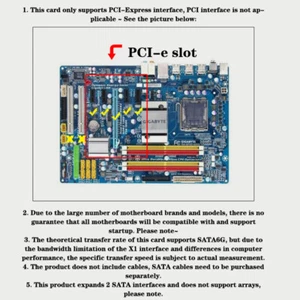 PCI-E SATA 1X 4X 8X 16X PCI-E Cards PCI Express To SATA 3.0 2-Port SATA III 6Gbp - Photo 1/14