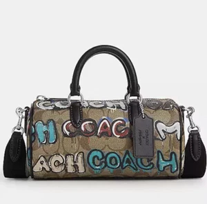 Coach Crossbody X Mint + Serf Lacey In Signature Canvas CM094 Barrel Bag New - Picture 1 of 17