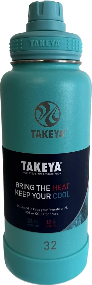Takeya 51028 Actives 32oz Teal Insulated Spout Water Bottle Stainless Steel