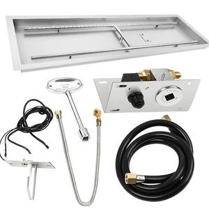 48"X14"H-Shape Drop-in Fire Pit Pan Kit, with H-Shape Burner Spark Ignition Kit - Picture 1 of 7