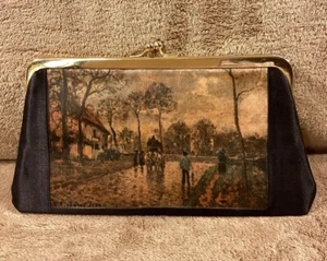 Vintage 50s Tank Of Madrid Kiss Lock Clutch Wallet Victorian Print Made In Italy - Picture 1 of 7