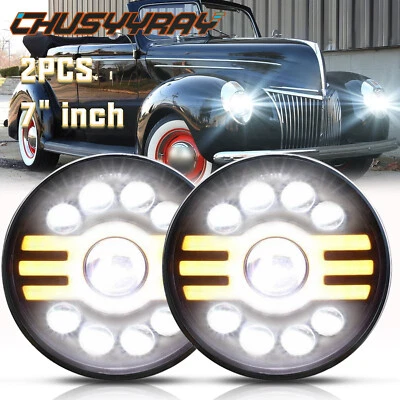 Par de faros LED redondos de 7 pulgadas haz alto-bajo sellados para Ford Deluxe 1939-1951 Foto 1 de 4