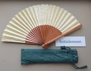 Ventilador de mano Rolex plegable de bambú BUEN ESTADO en BOLSA 100% auténtico - Imagen 1 de 8