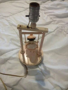 Vintage Child's Wooden Nursery Lamp, Girl On Swing, Works - Picture 1 of 8