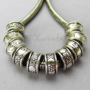 10 pièces perles européennes en gros avec design floral - entretoises pour bracelets de charme