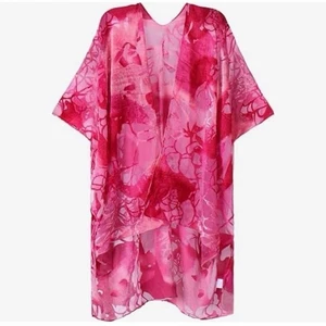 NEU Burnout Samt Kimono Staubtuch Long Cardigan Cover Up Outfit One Size - Bild 1 von 7