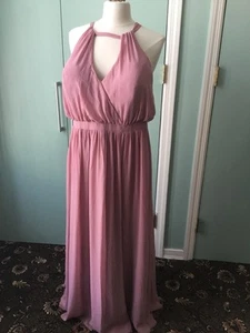 Woman Evening Dress/Gown Faded Rose Double Lining Chiffon Exterior Size 18W - Picture 1 of 14