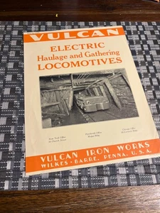 Vulcan Electric Haulage and Gathering Locomotives ORIGINAL Form A-273 - Picture 1 of 3