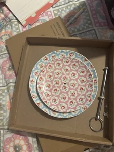 2 Tier Provence Rose Cake Stand Pink And Blue Plates Cath Kidston - Picture 1 of 6