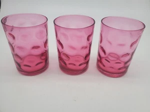 Juego de 3 vasos ópticos de cristal de arándano para monedas de punto vasos de beber vintage - Imagen 1 de 11