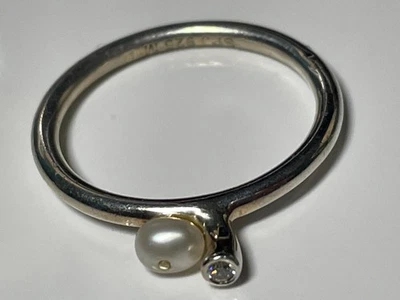 Soren Peter Jensen Danés 925 Plata de Ley/Perla Anillo Banda SCANDI Talla N 1/2 Foto 1 de 4