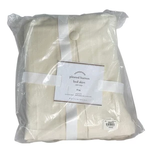 Pottery Barn Foundations Pleated Button King Bed Skirt Ivory 14 Inch Drop - Picture 1 of 2