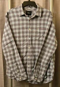 Rails Shirt Mens L Blue Gray Flannel Brushed Plaid Check Long Sleeve Soft Casual - Picture 1 of 8