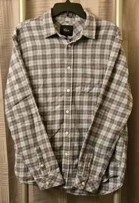 Rails Shirt Mens L Blue Gray Flannel Brushed Plaid Check Long Sleeve Soft Casual - Image 1 of 4