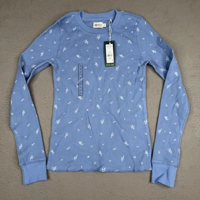 Camisa Diseño Alpino Mujer Pequeña Azul AD Peak LS Waffle Térmica Floral Foto 1 de 4