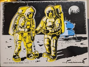 Vintage 1974- JUDY INSTRUCTO PUZZLE- USA Wood Astronaut Man on the Moon Complete - Picture 1 of 6