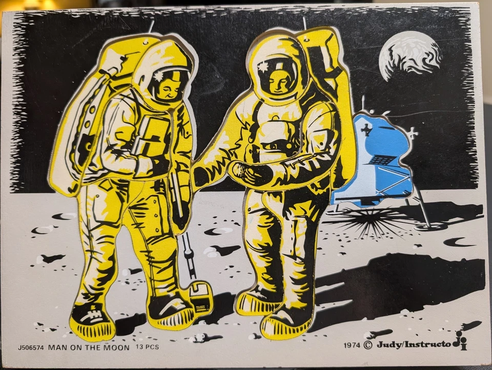 Vintage 1974- JUDY INSTRUCTO PUZZLE- USA Wood Astronaut Man on the Moon Complete - Image 1 of 4