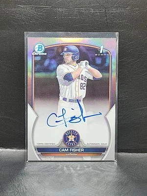 CAM FISHER 2023 BOWMAN CHROME DRAFT 1ST REFRACTOR ASTROS AUTO #d/499 - Image 1 of 3