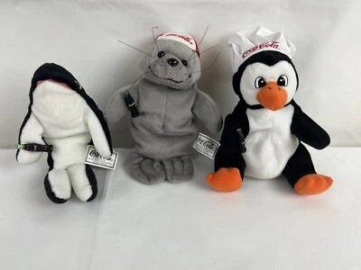 Vintage 1990's Coca-Cola Coke Plush Set of 3 New With Tags - Image 1 of 3