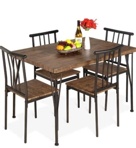 Dining Kitchen table Set with 4 Chairs Drift Brown - Picture 1 of 7