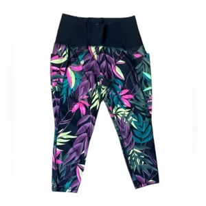 Xersion Anti-Odor 7/8 Ankle Workout Leggings with Floral Pattern (Size 0X) - Picture 1 of 3