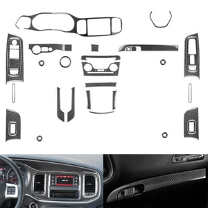 34Pcs Carbon Fiber Full Interior Set Kit Cover Trim For Dodge Charger 2011-14  - Picture 1 of 11