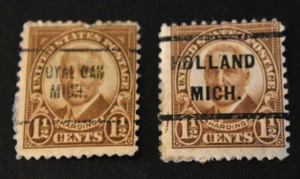 2 - 1922 US Stamps - Scott #684/685 - Precancels - Used - Michigan.  c - Picture 1 of 2