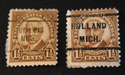 2 - 1922 US Stamps - Scott #684/685 - Precancels - Used - Michigan.  c - Image 1 of 2