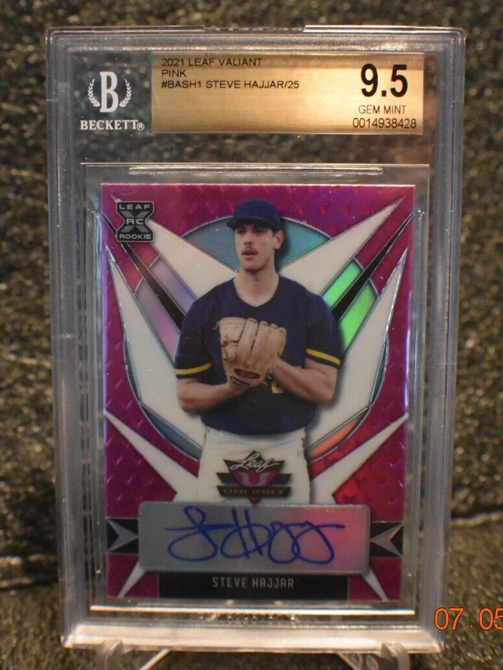 2022 Leaf Valiant Steve Hajjar Pink 25/25 Auto  BGS 9.5 Gem Mint 10 Auto - Image 1 of 4