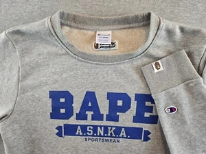 A Bathing Ape (BAPE) x Champion Sweatshirt Mens XL Gray Terry Pullover RARE - Picture 1 of 11