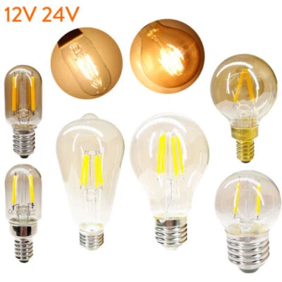 COB LED Filament Light Bulb 12V 24V 1W 6W E27 E14 E12 Vintage Retro Glass Lamp - Image 1 of 4