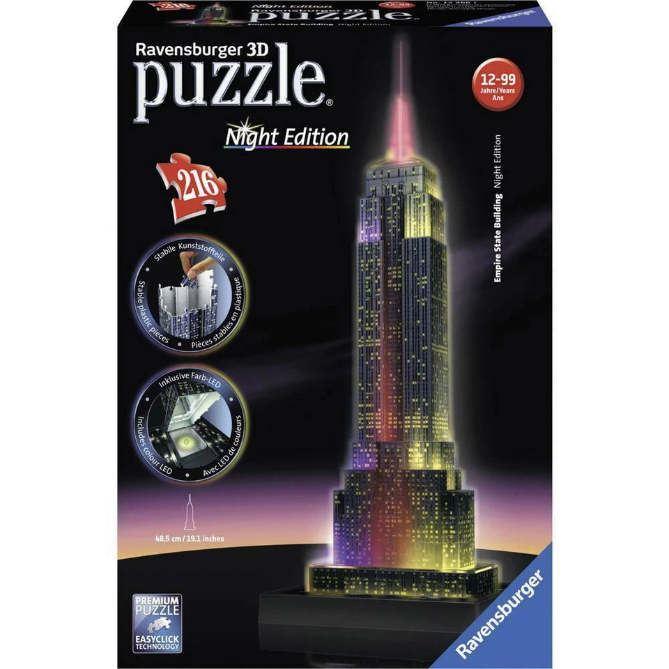 Puzzle 3d Empire State Building Ravensburger Night Edition 12566 con Luce