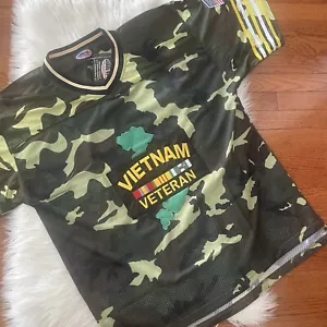 NWT Vietnam Veteran Woodland Camo Embroidered Football Jersey Size XL New - Picture 1 of 4