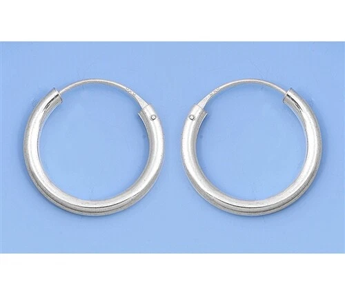 Continuous Hoop Earrings Sterling Silver 925 Jewelry Thickness 2.5mm Diameter 18 - Image 1 of 1