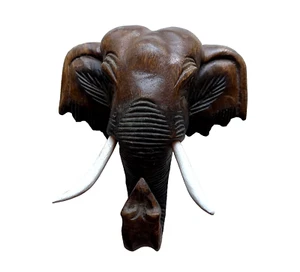 Wall Hanging Wooden Elephant Head 8" - Picture 1 of 3