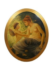 Love Disarmed Cupid Venus Nude Oil Painting on Board After Will Hicock Low 23" - Picture 1 of 12