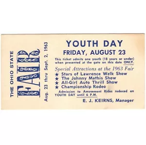 JOHNNY MATHIS Concert Ticket Stub COLUMBUS OH 8/23/63 I ONLY HAVE EYES FOR YOU - Picture 1 of 2