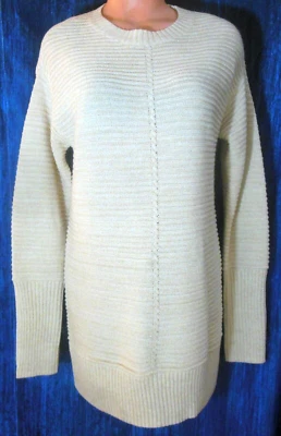 Nine West туника свитер Топ S бежевый w/легкий золотой пятна круглый вырез L/рукав NW - Изображение 1 из 4