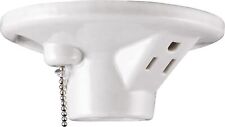 UltraPro Porcelain Light Socket with Outlet and Pull Chain Light Fixture, Light.