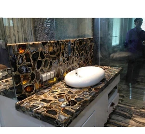 Black Agate Gemstone Dining Table, Agate Console Bar Table, Living Home Table De - Picture 1 of 3