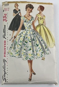 Simplicity 1119 50s Full Skirt Dress Sz 11 29" Bust Sewing Pattern UC FF VTG OOP - Picture 1 of 5