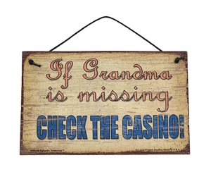 Si falta la abuela revisa el letrero del casino estilo vintage regalo del día de la madre - Imagen 1 de 5