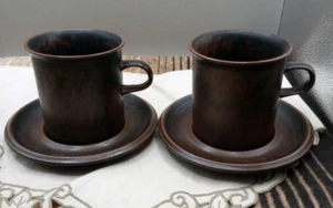 2 Arabia of Finland Ruska Mugs & Saucers - Picture 1 of 2