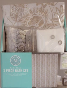 Martha Stewart Paisley Tan Floral 3-Piece Bath Set - Picture 1 of 3